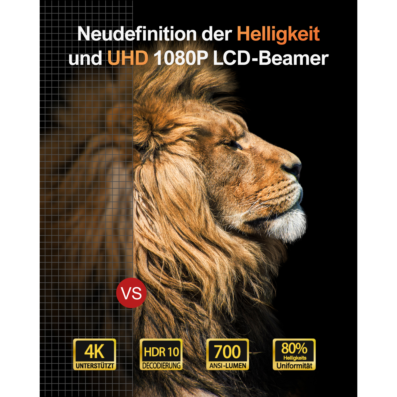 Beamer(Full-HD, Bluetooth 700 P40 WiFi 1080P ANSI-Lumen) ULTIMEA Native 2.4G+5G