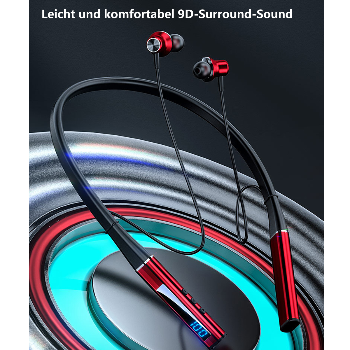 Headset SYNTEK rot Um Rot keine - den Headset Bluetooth-Kopfhörer Hochwertige In-ear Ideal Hals Gaming für, Bluetooth Bluetooth Wireless Latenz