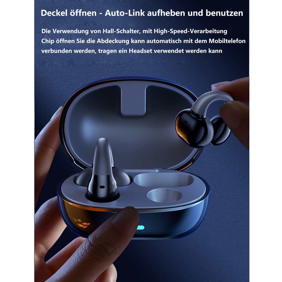 SYNTEK Bluetooth hohe Clip Klangqualität Ohr Typ Laufen Blau blau Headset, Sport On-ear Headset Bluetooth-Kopfhörer Bluetooth