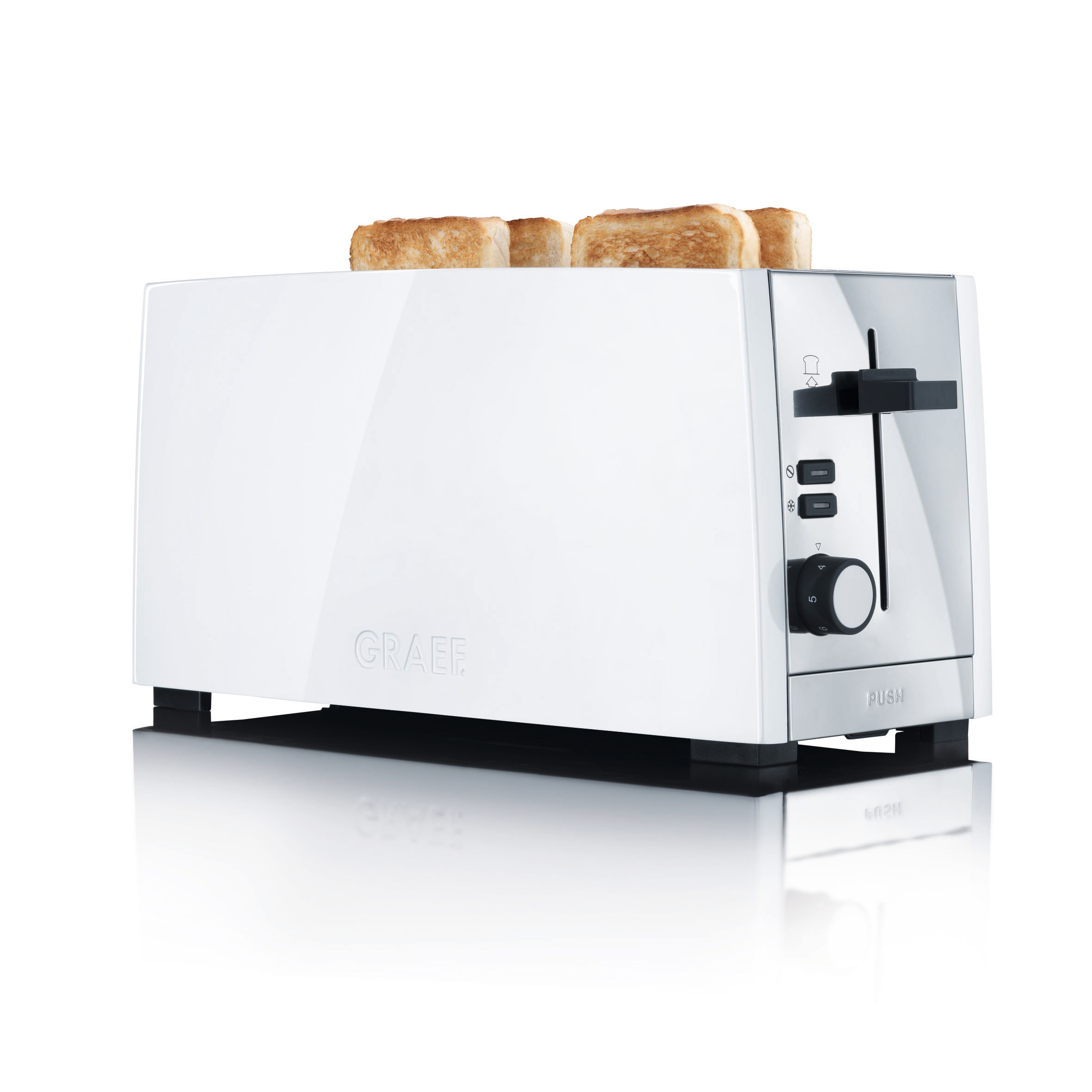 2) Toaster (1380 Weiß Schlitze: GRAEF TO101 Watt,
