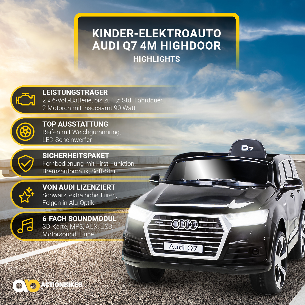Audi Elektroauto MOTORS 4M HIGHDOOR Q7 ACTIONBIKES