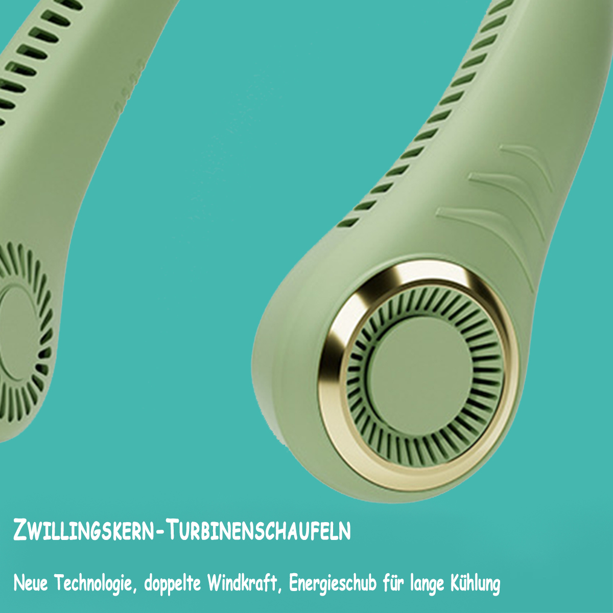 LEIGO grün Mini-Ventilator, Matcha Mini Neckholder-Fächer Hals-Ventilator, USB-Ventilator messerlos Hänge-Hals-Ventilator,