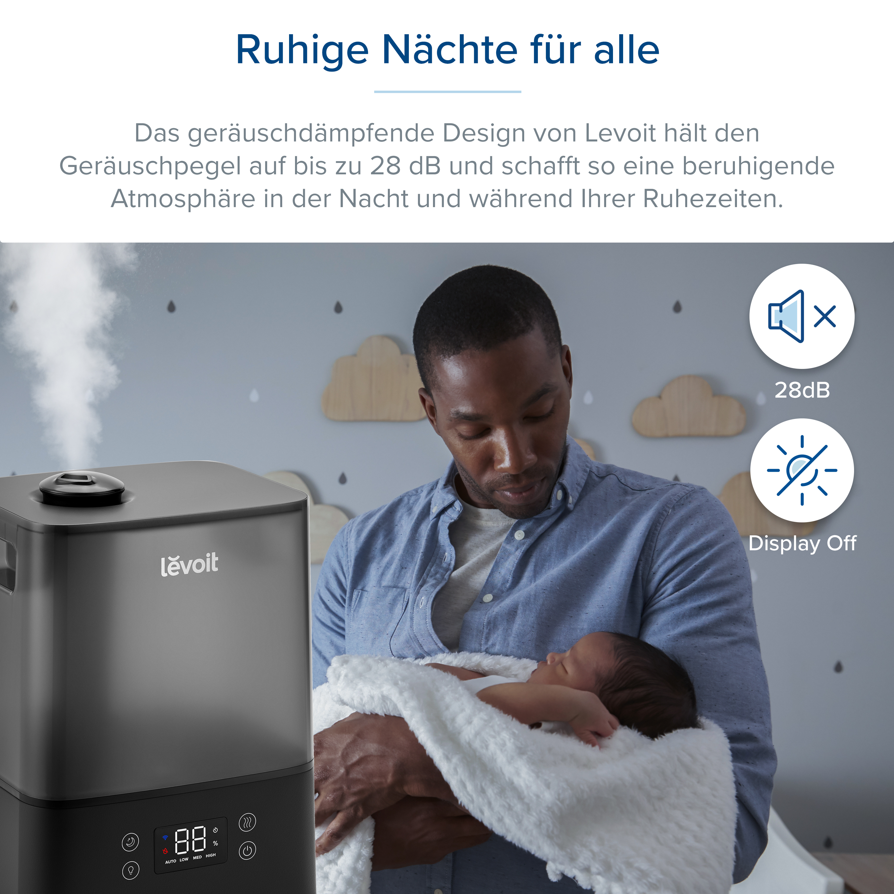 LEVOIT 300S m²) Classic Luftbefeuchter Ultrasonic (Raumgröße: Pro Smart schwarz Levoit Humidifier 47