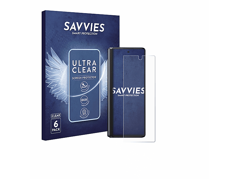 SAVVIES 6x klare Schutzfolie(für Z Galaxy Samsung Fold 2 5G)