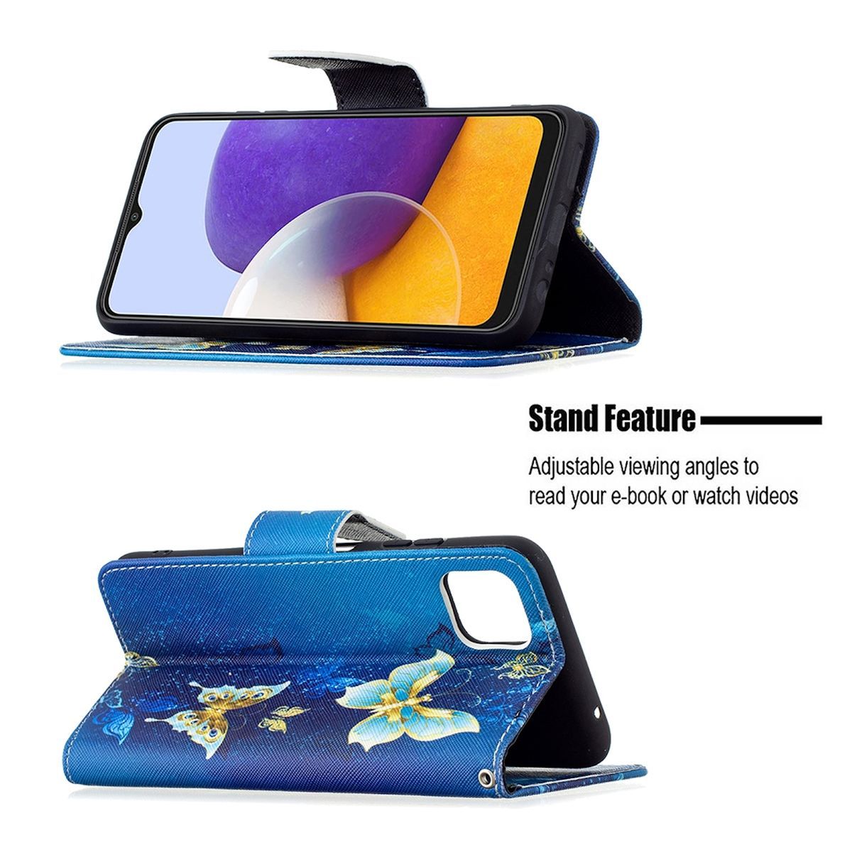 WIGENTO Muster Samsung, Galaxy Bookcover, Kreditkarten Tasche Design mit Fach, mit 5G, Motiv A22 Druck Schwarz