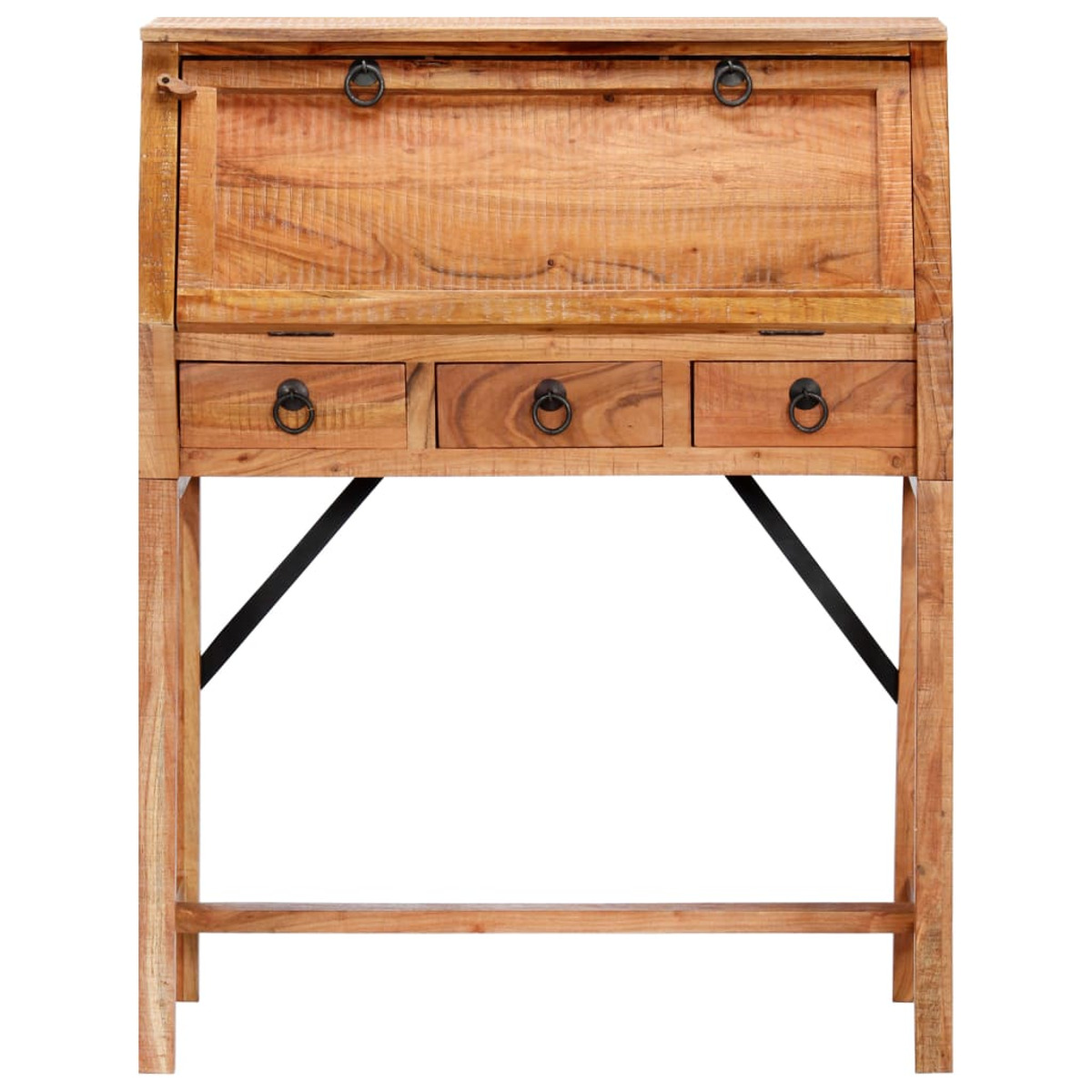 Sekretärschreibtisch aus Holz mit Schubladen und herunterklappbarer Schreibfläche.