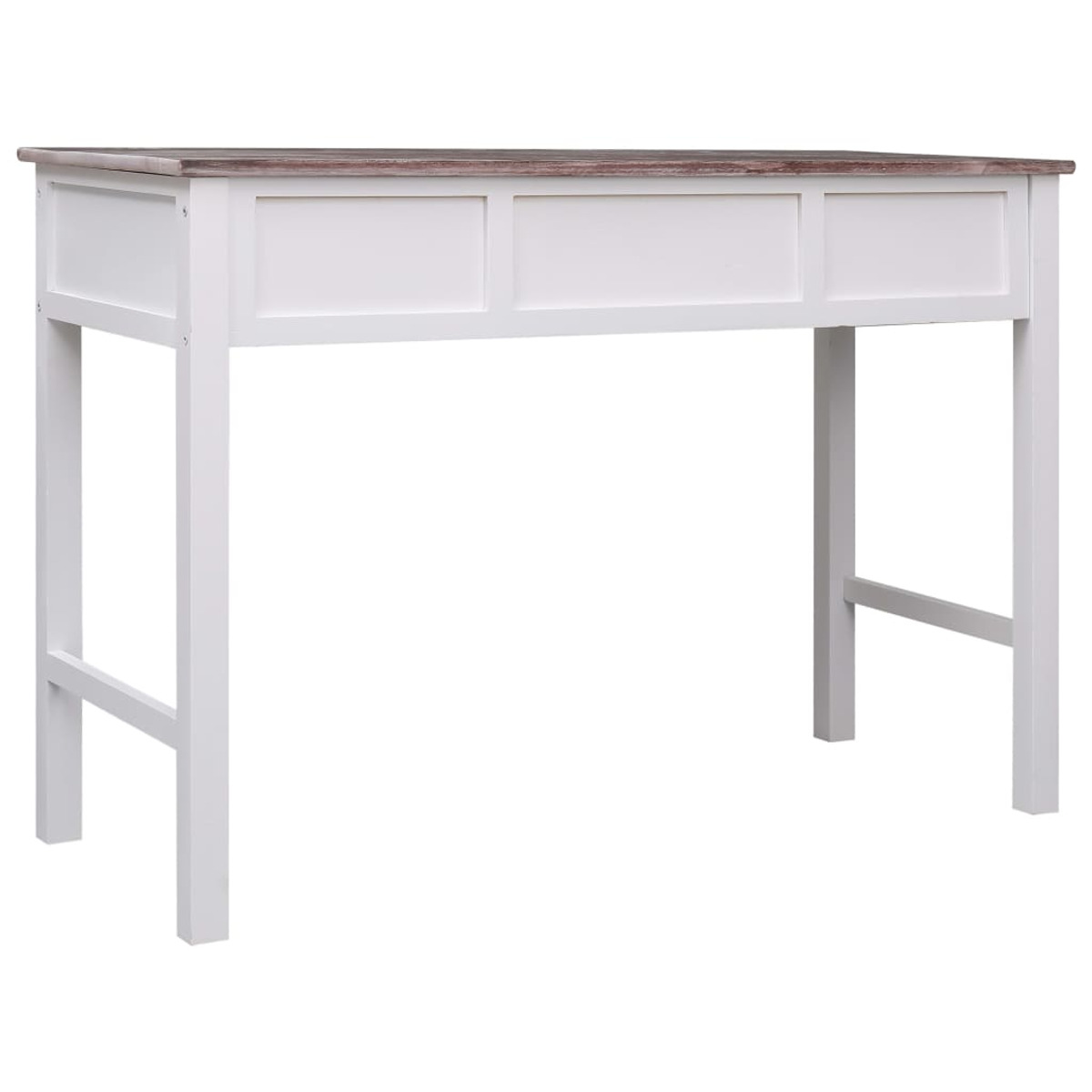 Ein weißer Bartisch mit Holzplatte und einfachem Beindesign.