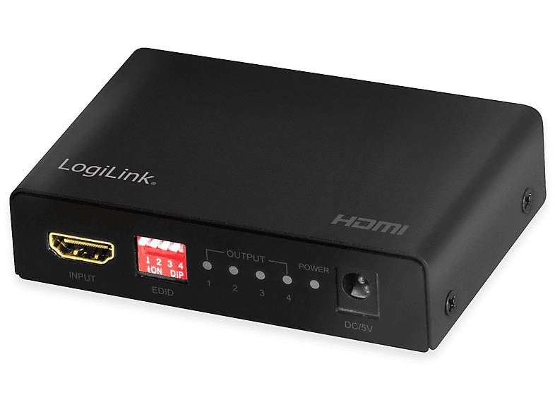 LOGILINK HD0038, 1x4-Port, 4K/60 Hz, Downscaler, 11,9 cm EDID HDMI-Splitter