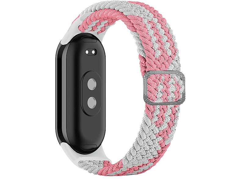 WIGENTO Elastisches Design Ersatzarmband, Weiß 8, / Mi Sport Rosa gewebtes Xiaomi, Band, Band Nylon