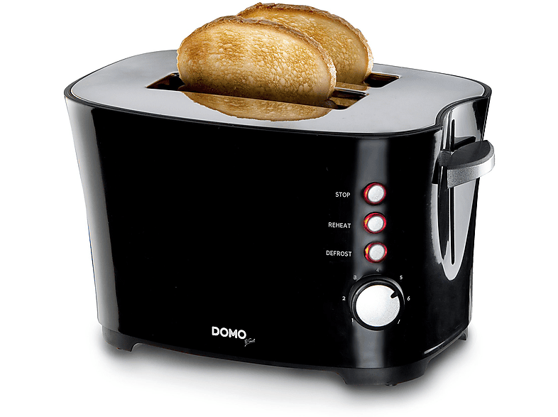 DOMO DO941T Toaster Schwarz-Silber (850 Watt, Schlitze: 2)