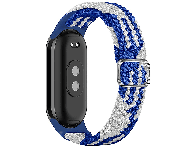 Xiaomi, Sport Weiß Elastisches Blau Band, 8, WIGENTO Band gewebtes Mi Nylon Ersatzarmband, Design /