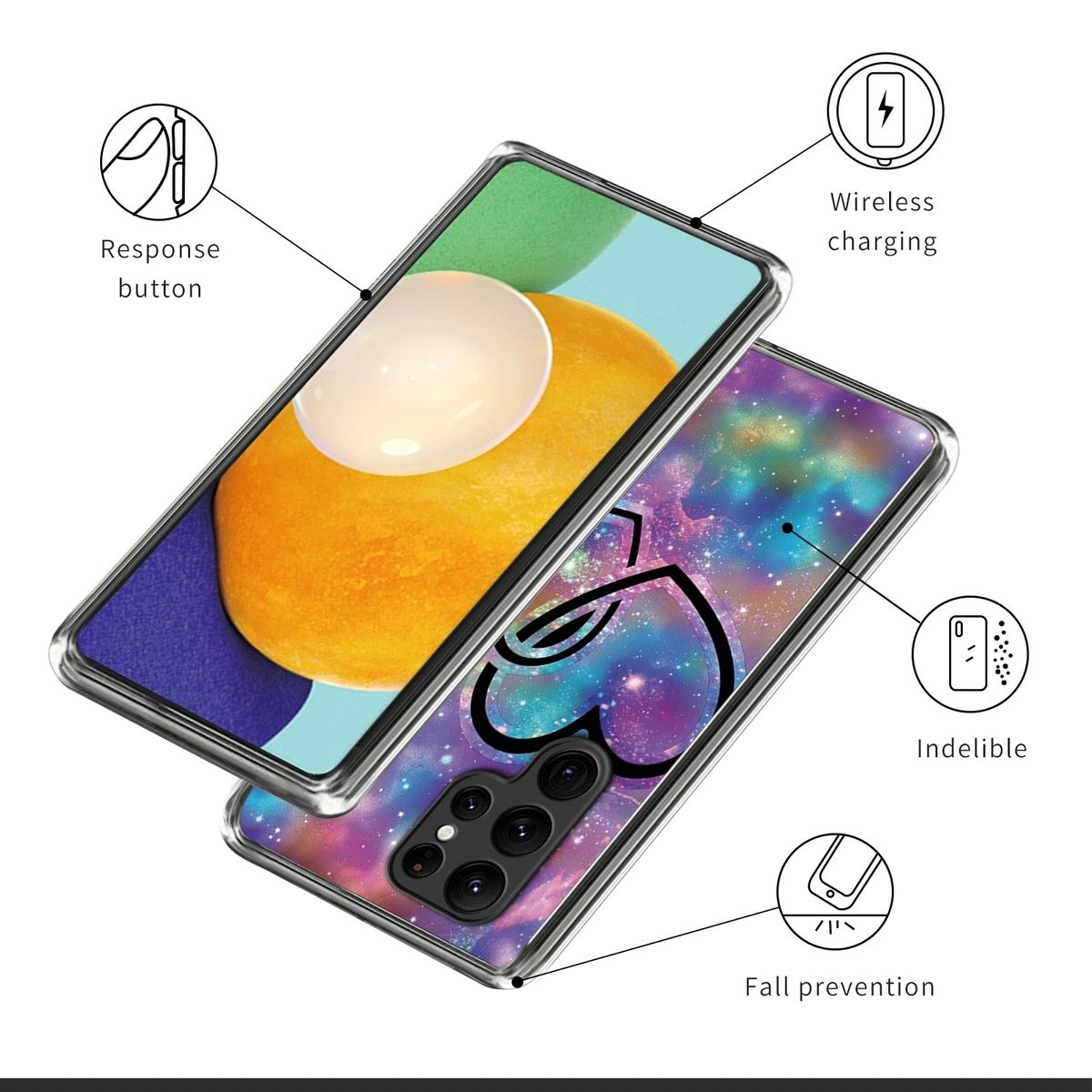 WIGENTO TPU Galaxy Backcover, Silikon robust, Samsung, mit Transparent Muster Hülle Druck Motiv Design dünn S23 Ultra