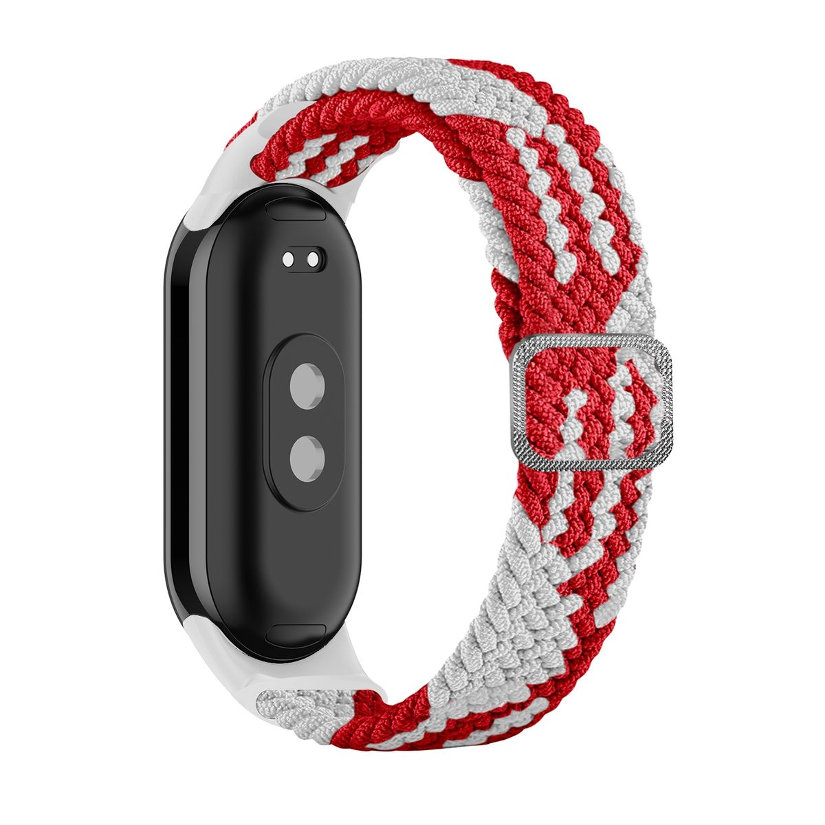 WIGENTO Elastisches Weiß Rot Mi Band, / Band 8, Sport Nylon gewebtes Design Ersatzarmband, Xiaomi