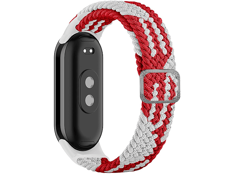 Xiaomi, 8, / Sport Band WIGENTO Design Rot Ersatzarmband, Weiß Elastisches Mi gewebtes Nylon Band,
