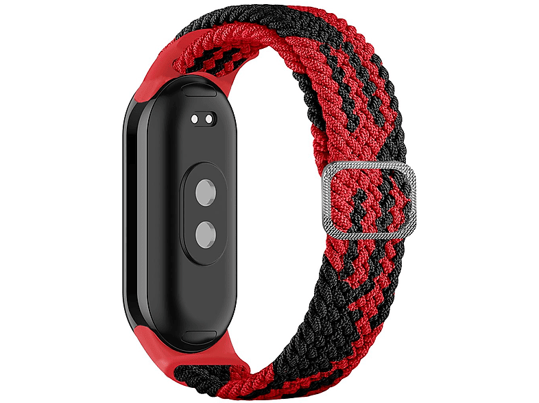 / WIGENTO Xiaomi, 8, Nylon Ersatzarmband, Elastisches Band Sport Design Rot gewebtes Band, Mi Schwarz