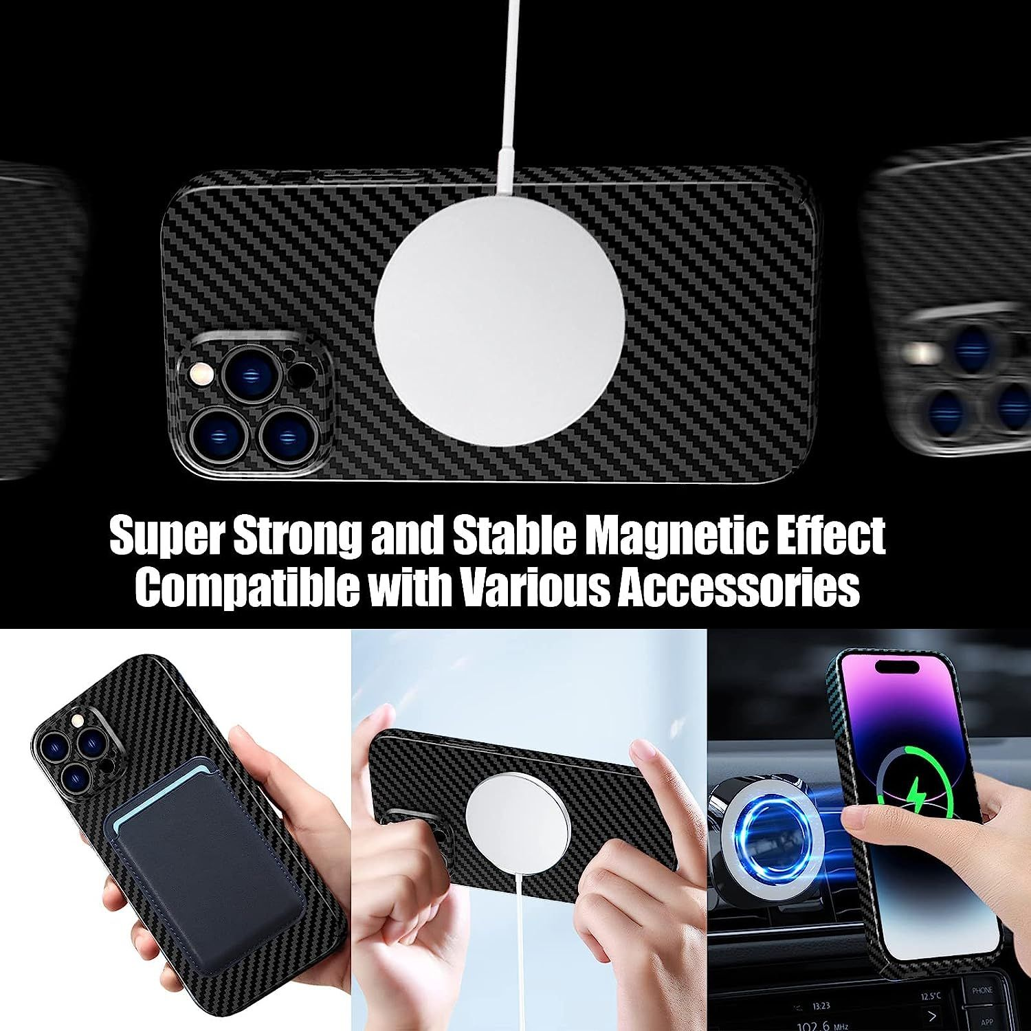 14 Hülle, Plus, Schwarz Apple, Carbon Magnetic COFI iPhone Case Backcover,