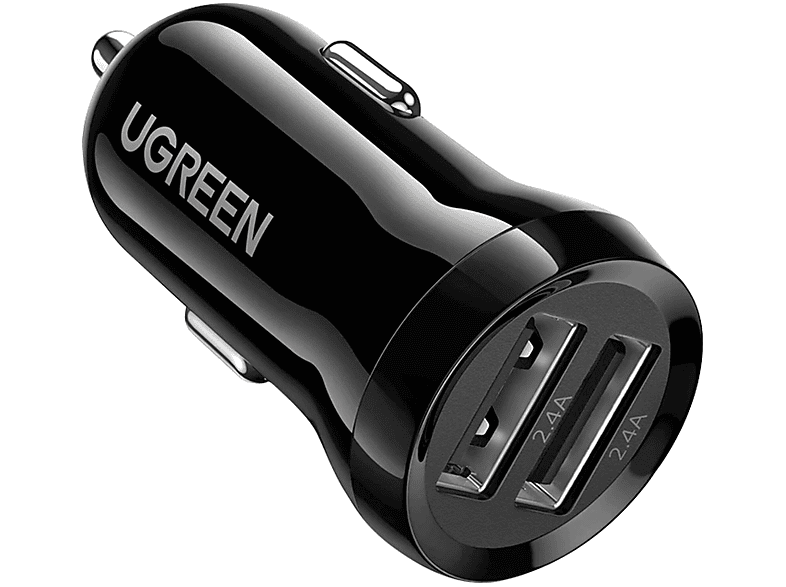 UGREEN Dual USB-A KFZ-Ladegerät Black Charger Universal, 24W Car schwarz