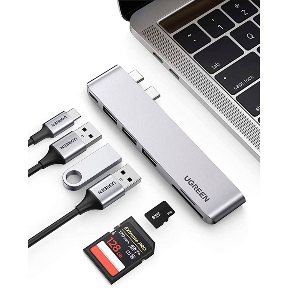 silber Adapter UGREEN for Macbook 6-IN-2 Hub Macbook Pro / Air Hub,