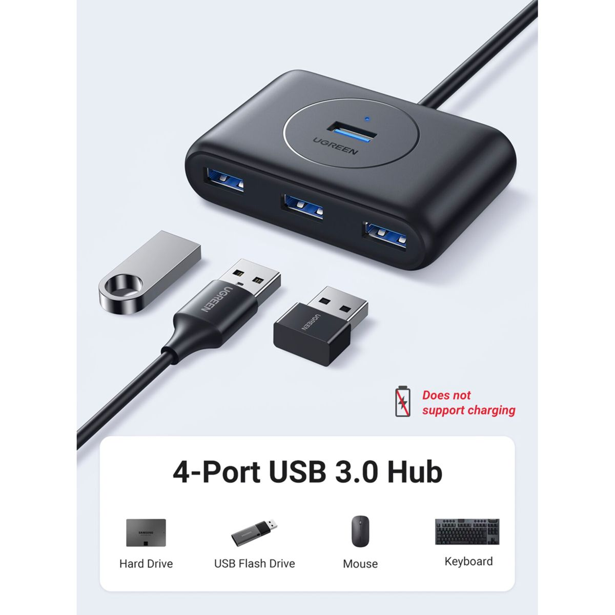 Hub Hub, 4-in-1 USB-A 0,5 m UGREEN schwarz