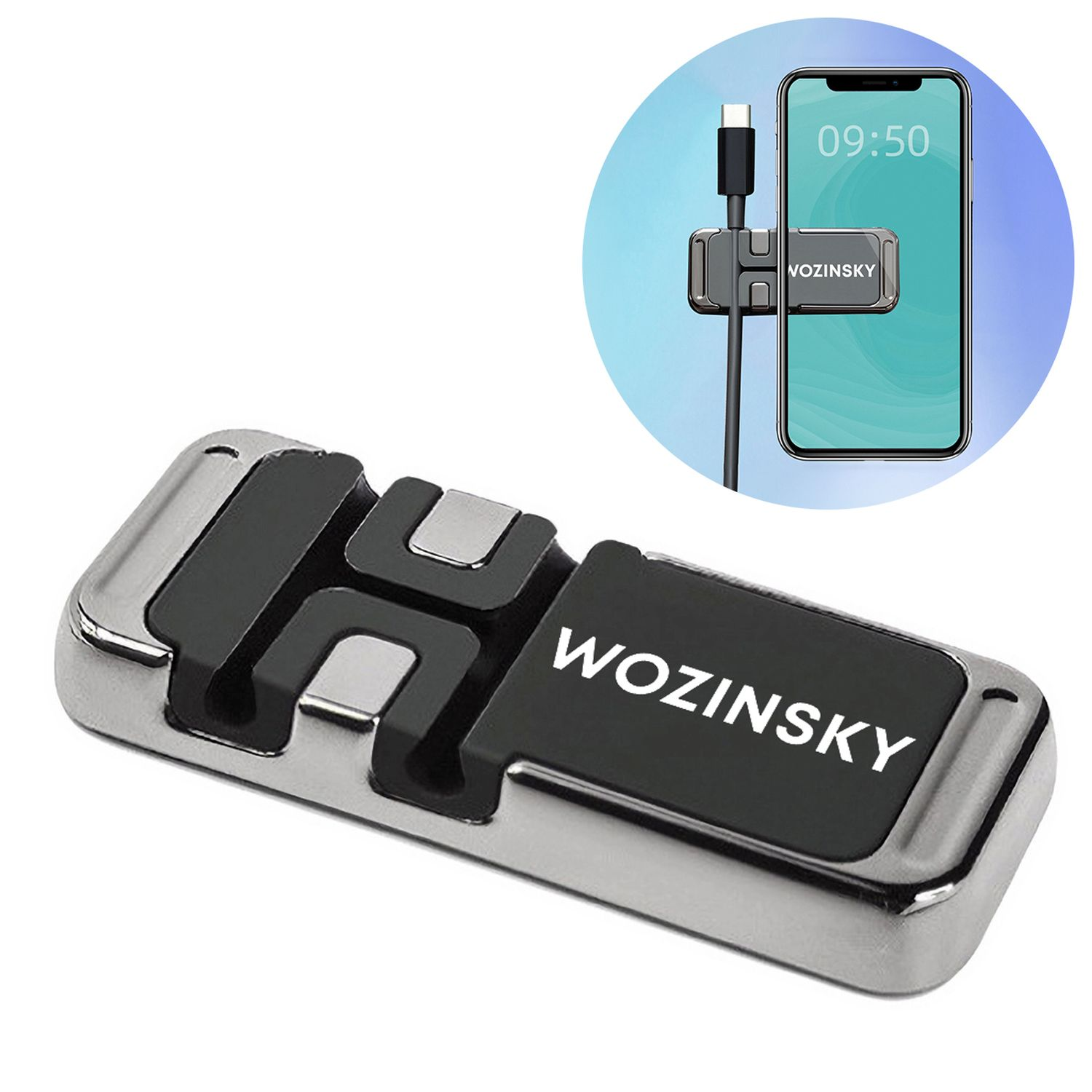 WOZINSKY mit Kabelorganisation Telefonhalter Schwarz Magnetischer Handyhalterung,