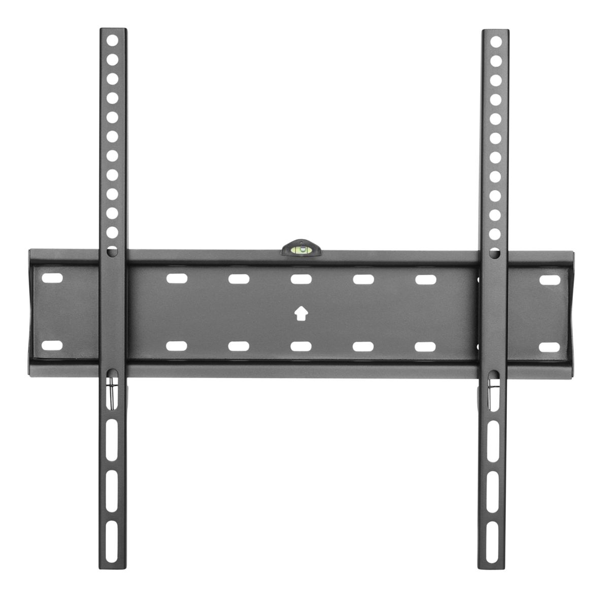 Eine schwarze Halterung für einen Fernseher.