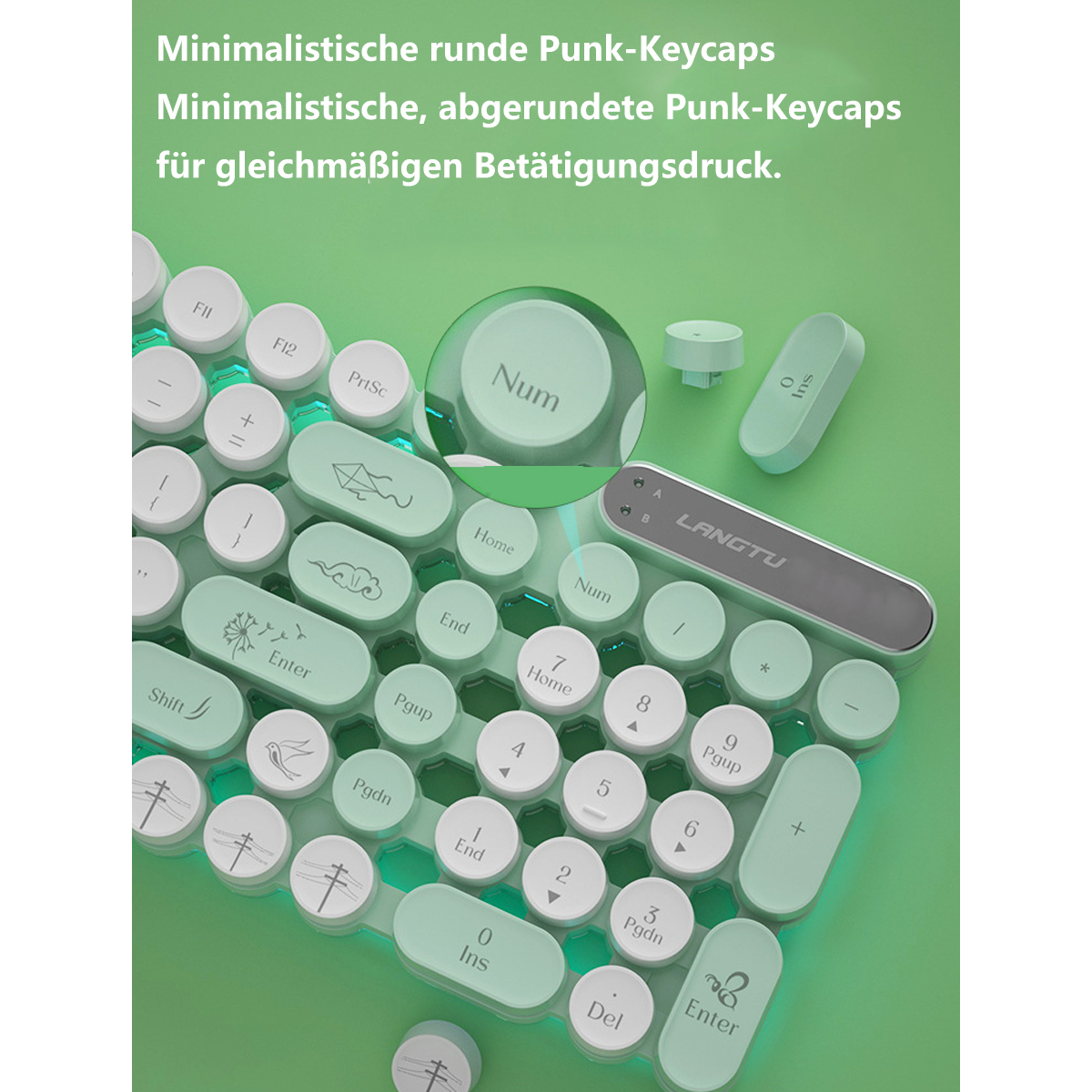 Keyboard, Maus Mute Office Honeycomb Bluetooth Set, Tastatur 2.4G Maus-Tastatur-Set Wireless SYNTEK grün Waterproof