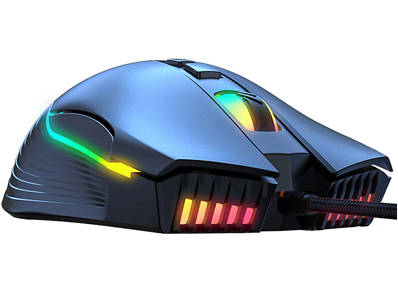 SYNTEK Maus black verdrahtet Licht emittierende mechanische RGB-Maus Computer Büro Gaming Gaming Maus, schwarz