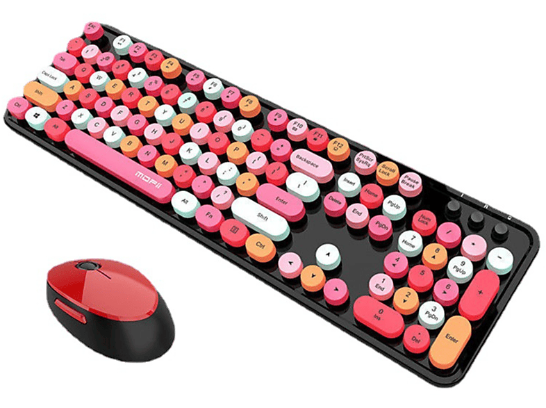 Tastatur Büro Tastatur Mädchen SYNTEK Set, Bunter Kabellose Set, rot Punk Tastatur Maus Maus Lippenstift