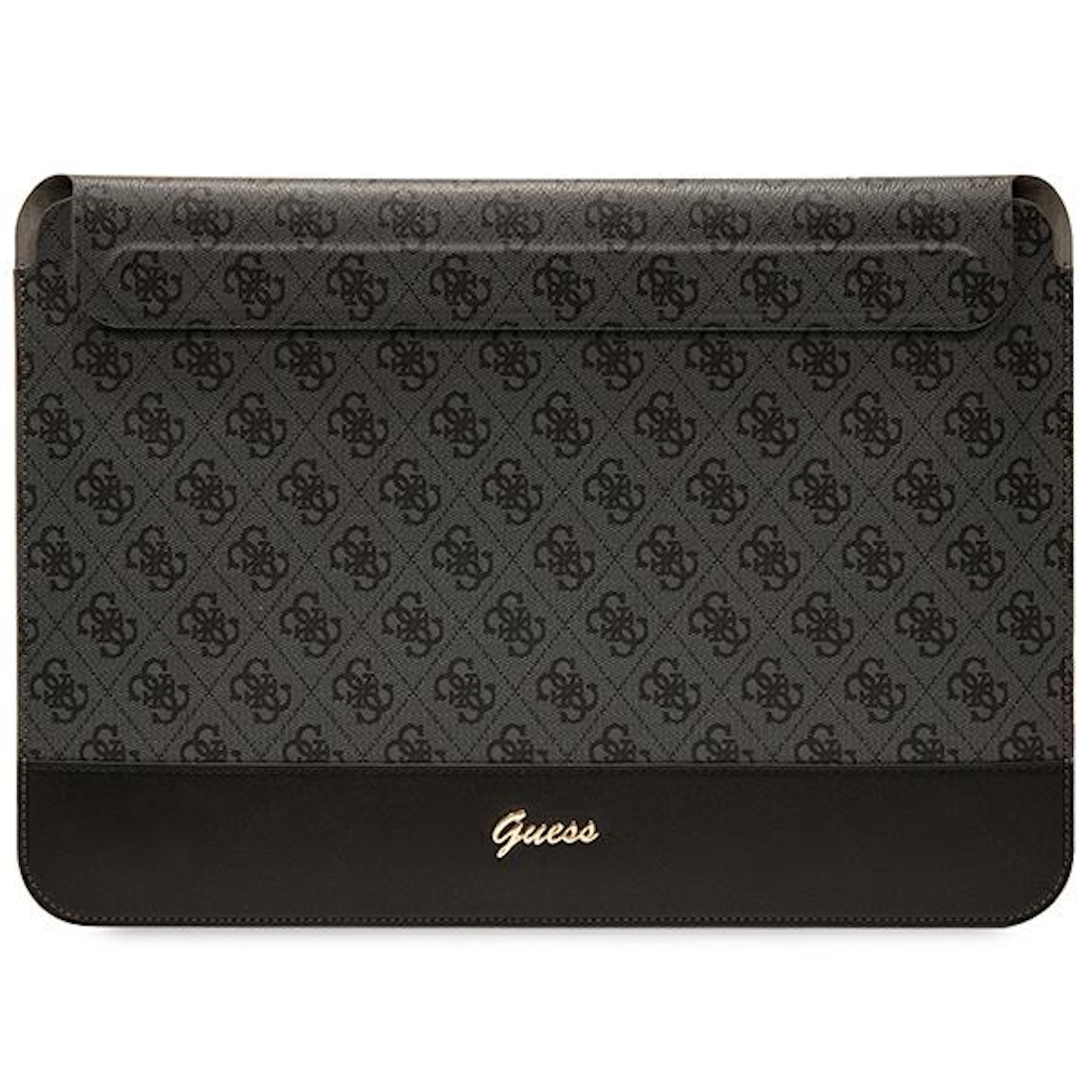 Custodia per laptop nera e grigia con motivo logo Guess.