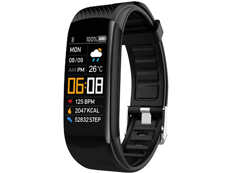 SYNTEK Smartwatch Schwarz Silikon, Titan Smart Schwarz Smart Übung Herzfrequenz Überwachung Gesundheit Bracelet Bracelet