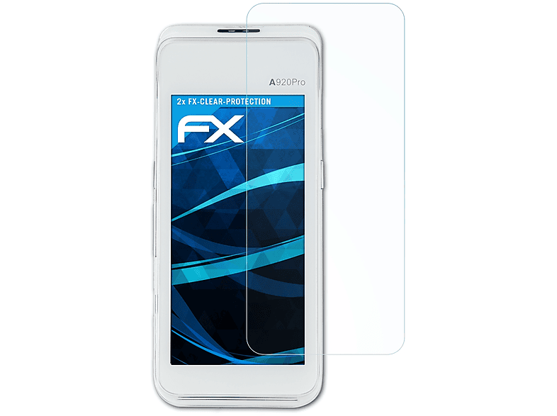 Pro) Pax 2x ATFOLIX FX-Clear A920 Displayschutz(für
