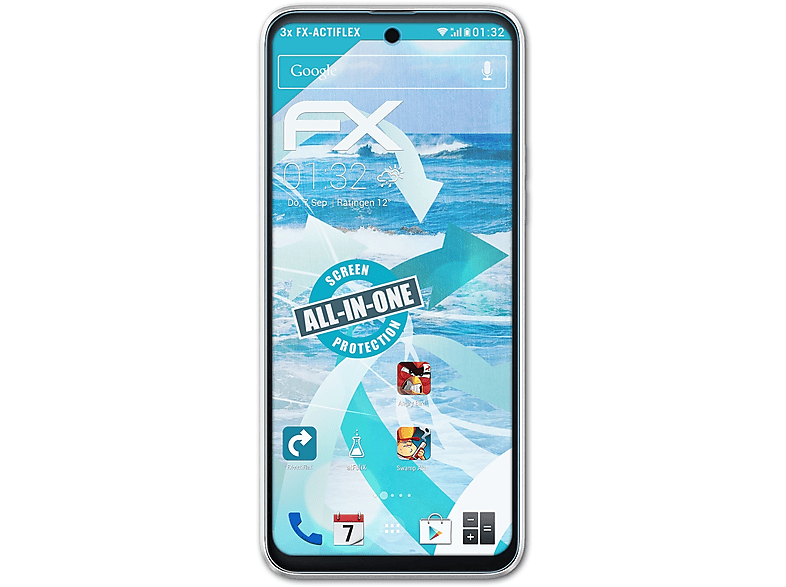 HTC 3x Pro) ATFOLIX FX-ActiFleX Displayschutz(für U23