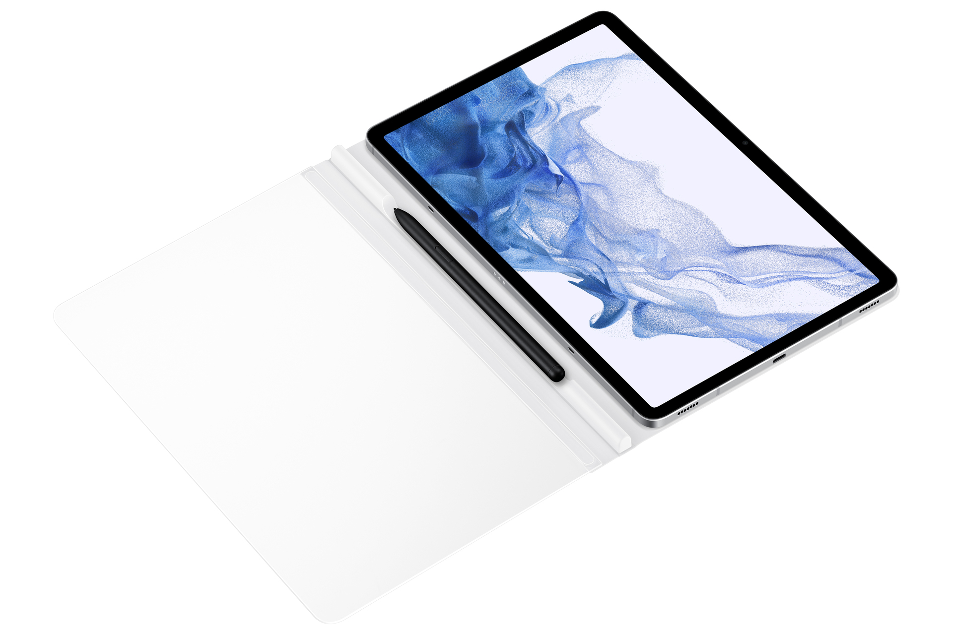 SAMSUNG Galaxy Tab S8 Samsung Polycarbonaat, Ansicht Notiz Cover Tablethülle Weiß - - Backcover Weiß für Fall