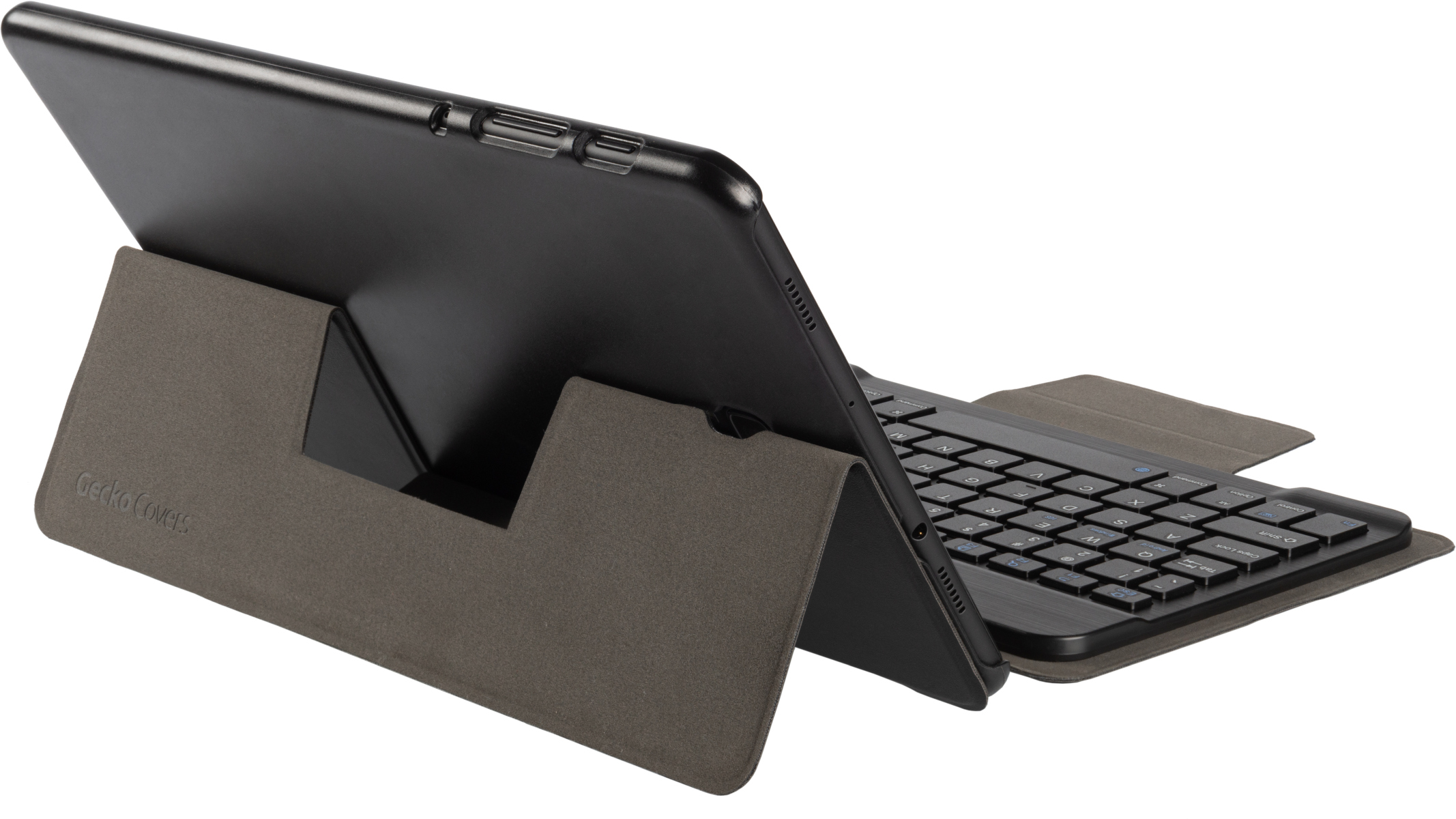 PU Schwarz AZERTY Leather, Tastatur-Case für GECKO COVERS Bookcover Samsung