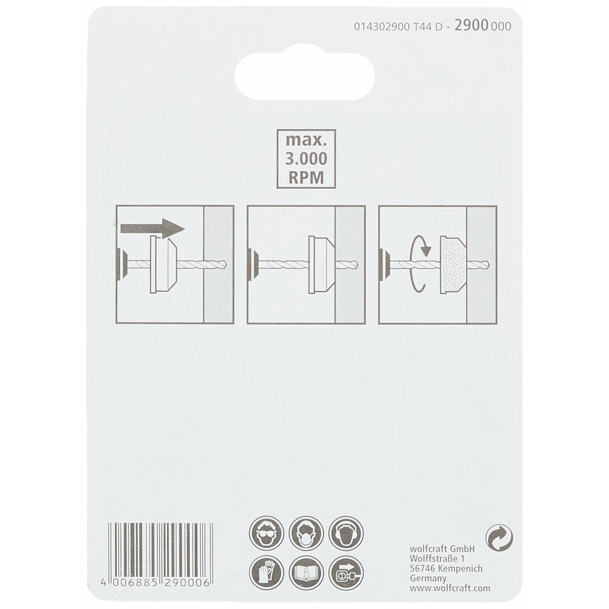 Paquete con diagramas que muestran cómo fijar una herramienta a una herramienta rotativa.