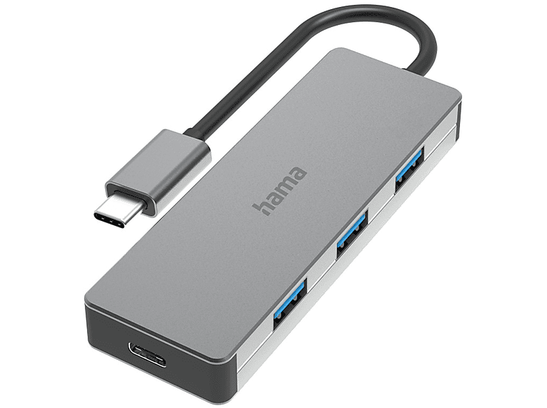 HAMA USB-C-Hub, 4 Ports, USB Anthrazit Gen2, 3.2 USB-C-Hub