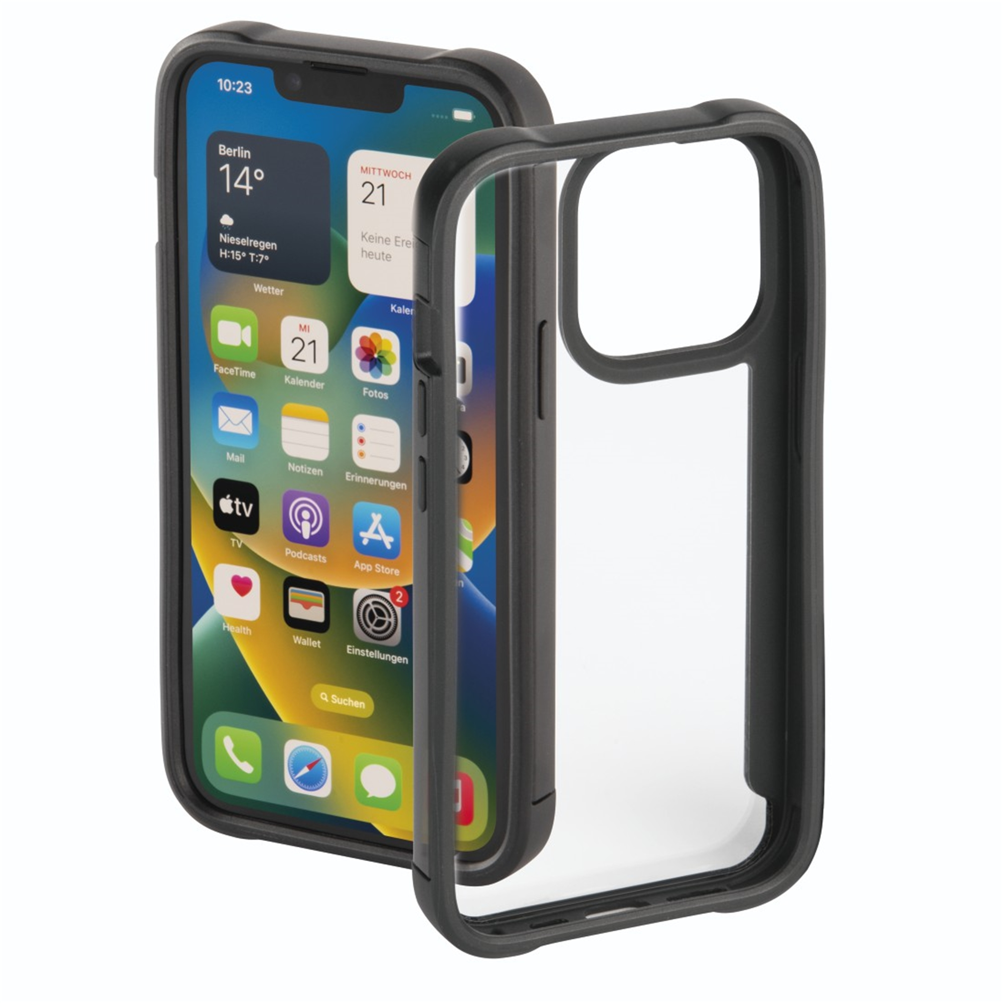 HAMA Metallic Frame, Backcover, Apple, iPhone 14 Transparent/Schwarz Pro