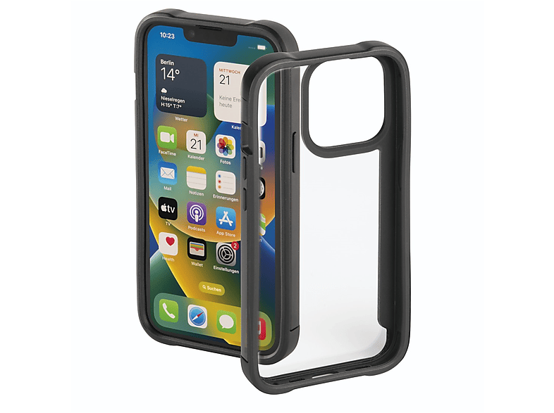 Pro, Transparent/Schwarz Apple, Frame, Backcover, 14 iPhone Metallic HAMA