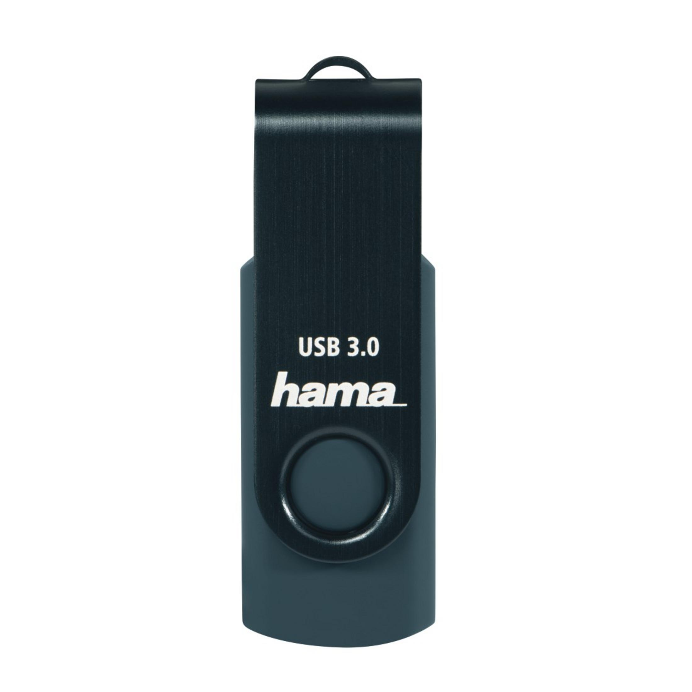 Czarny pendrive USB 3.0 z nadrukiem "hama".