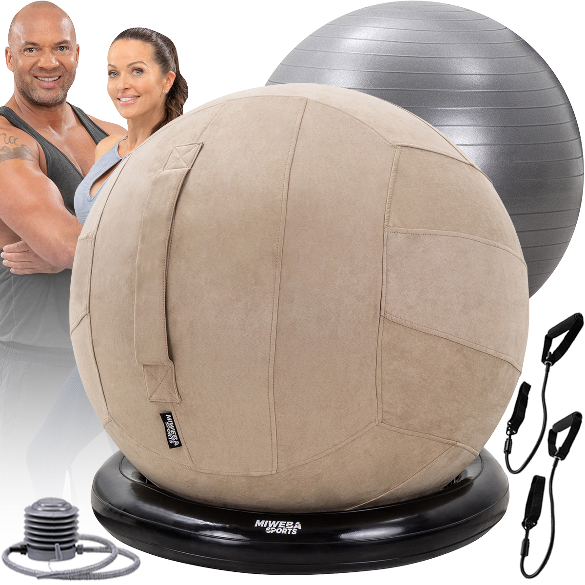 beige Gymnastikball-Set MIWEBA 4in1 Gymnastikball, SPORTS