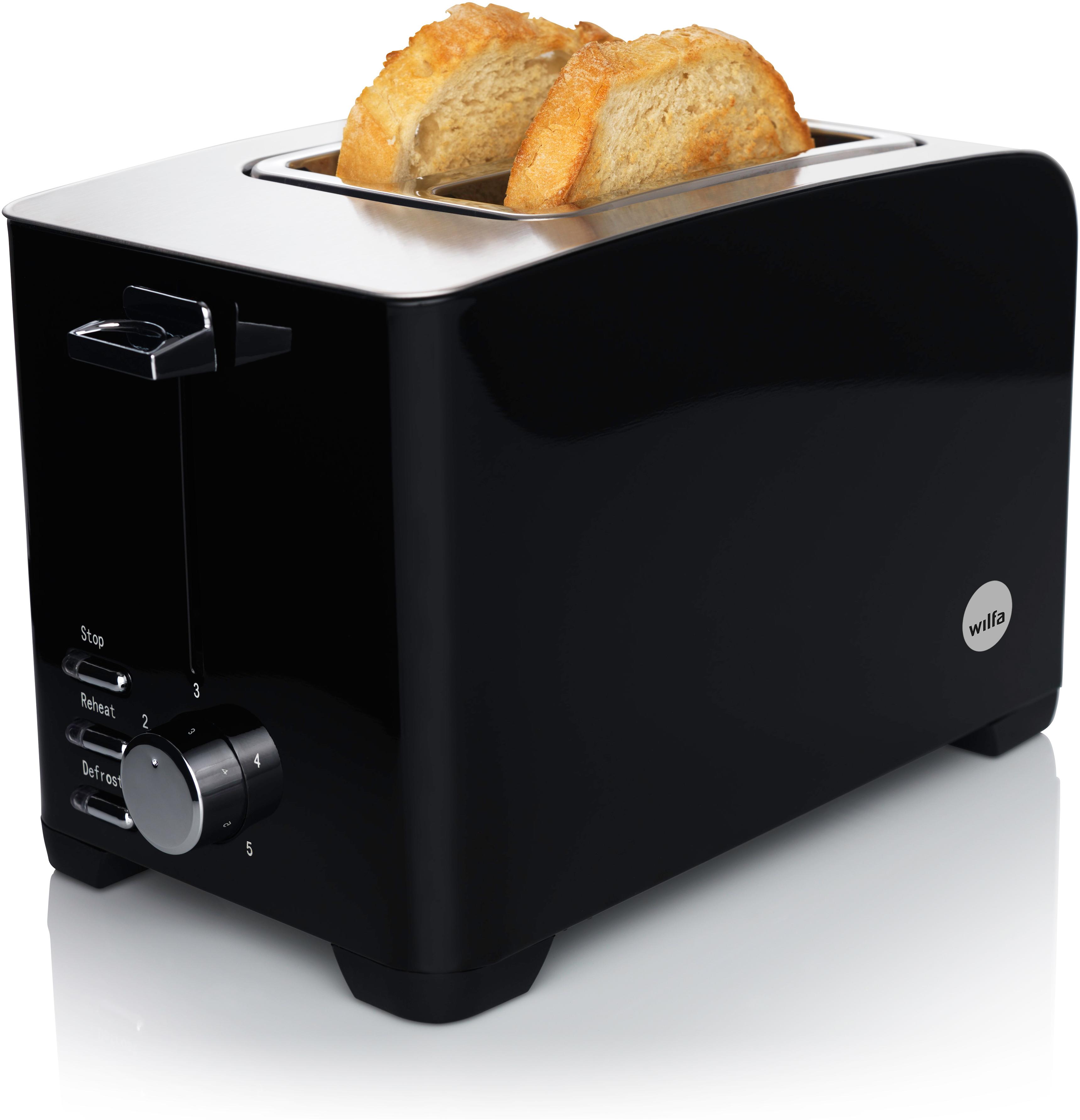 TO-1B (800 Watt, FROKOST Schwarz WILFA Schlitze: 2) Toaster