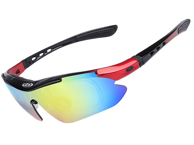 LEIGO Fahrradbrille Radsportbrille, Sportbrille, polarisierte Sonnenbrille, Radsportbrille Fahrradbrillen, Schwarz und Rot
