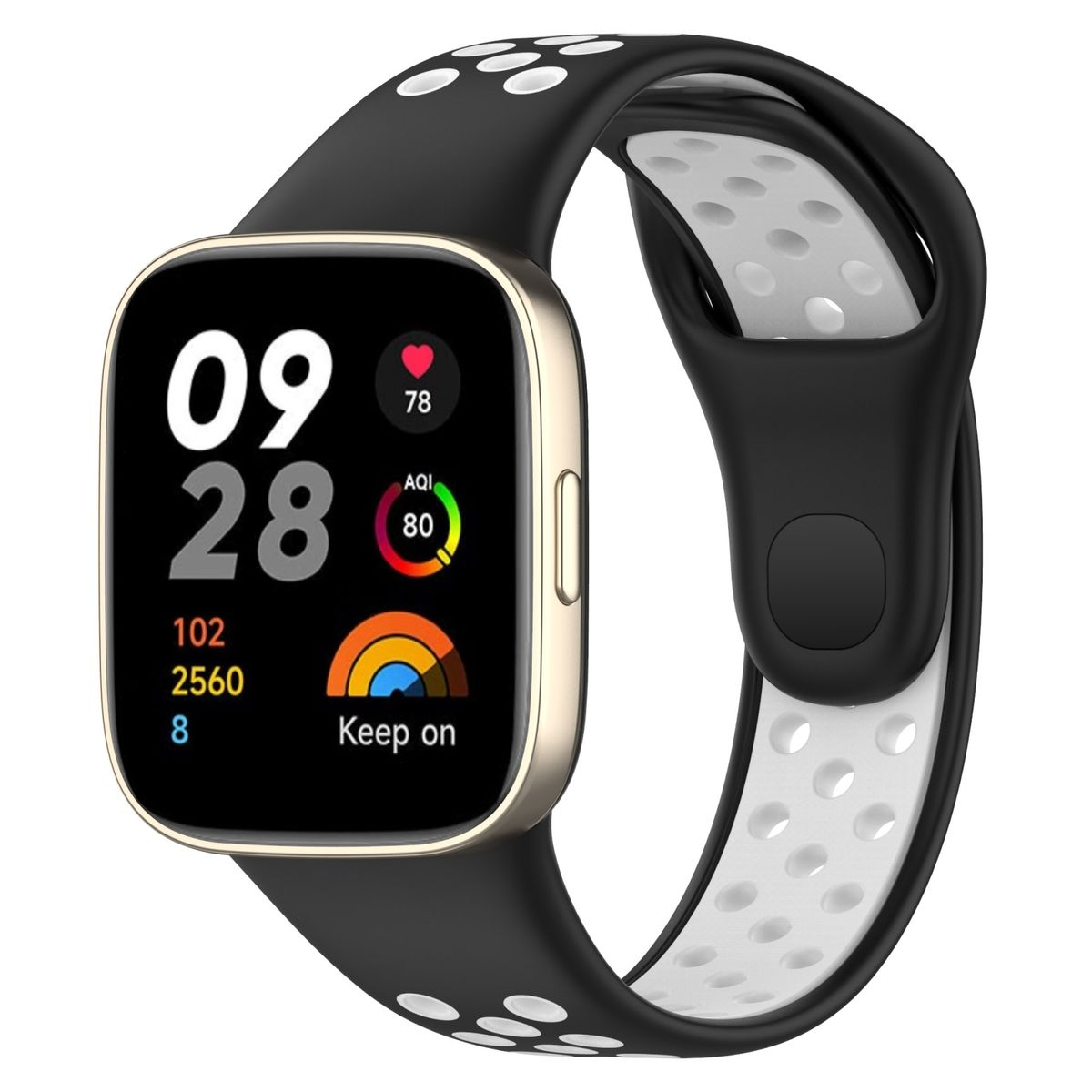 WIGENTO Zweifarbiges Ersatzarmband, Schwarz Weiß Sport Watch 3, Xiaomi, Band, Silikon / Redmi