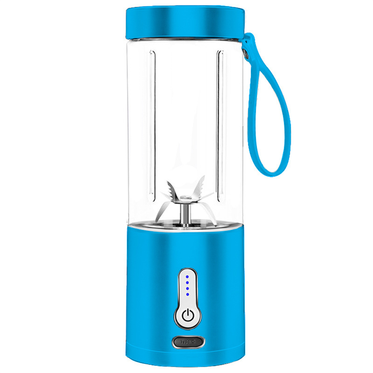 SYNTEK Juice Mug Blue Entsafter, Tragbarer Mixer Handkurbel-Entsafter elektrischer Fruchtkocher blau