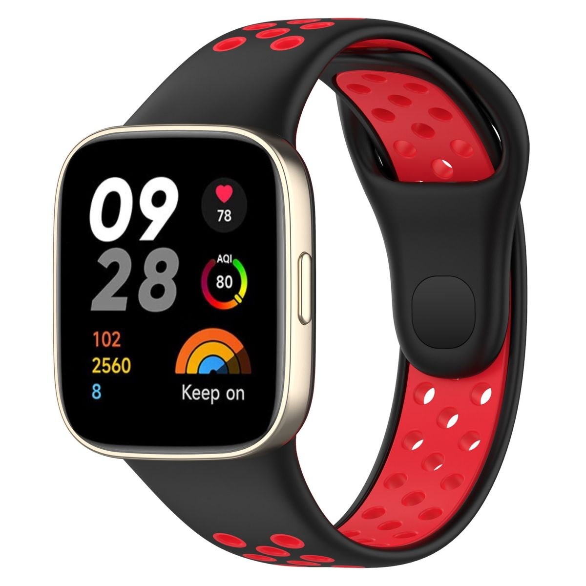 3, Watch WIGENTO Rot Sport Zweifarbiges Redmi Band, / Schwarz Xiaomi, Silikon Ersatzarmband,