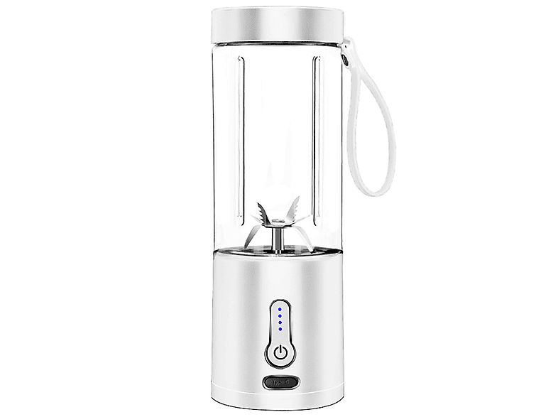 SYNTEK Juice Mug Mixer elektrischer Fruchtkocher White weiß Entsafter, Tragbarer Handkurbel-Entsafter