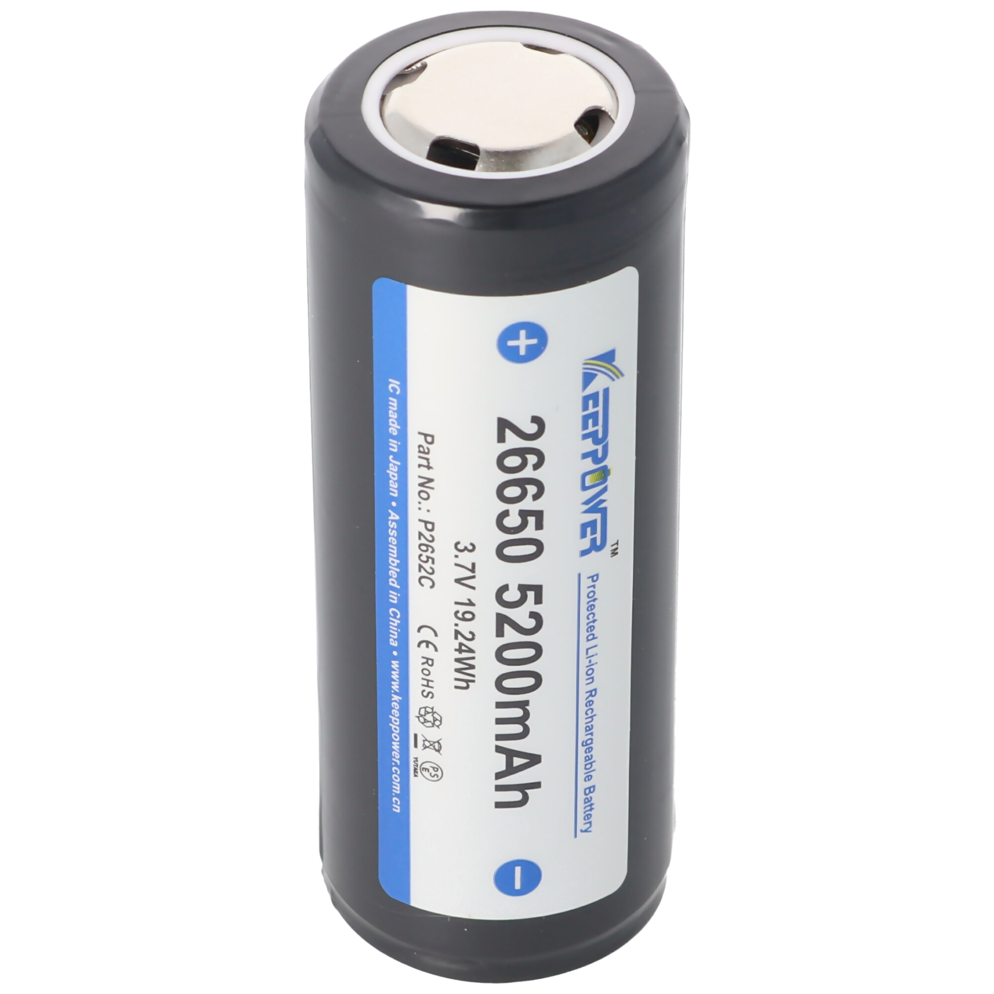 KEEPOWER Keeppower 26650 5200mAh 3,6V 69,5x26,8mm Li-Ion mAh - Akku 3,7V Li-Ion geschützt Akku, PCB 5200 Lithium-Ionen bis