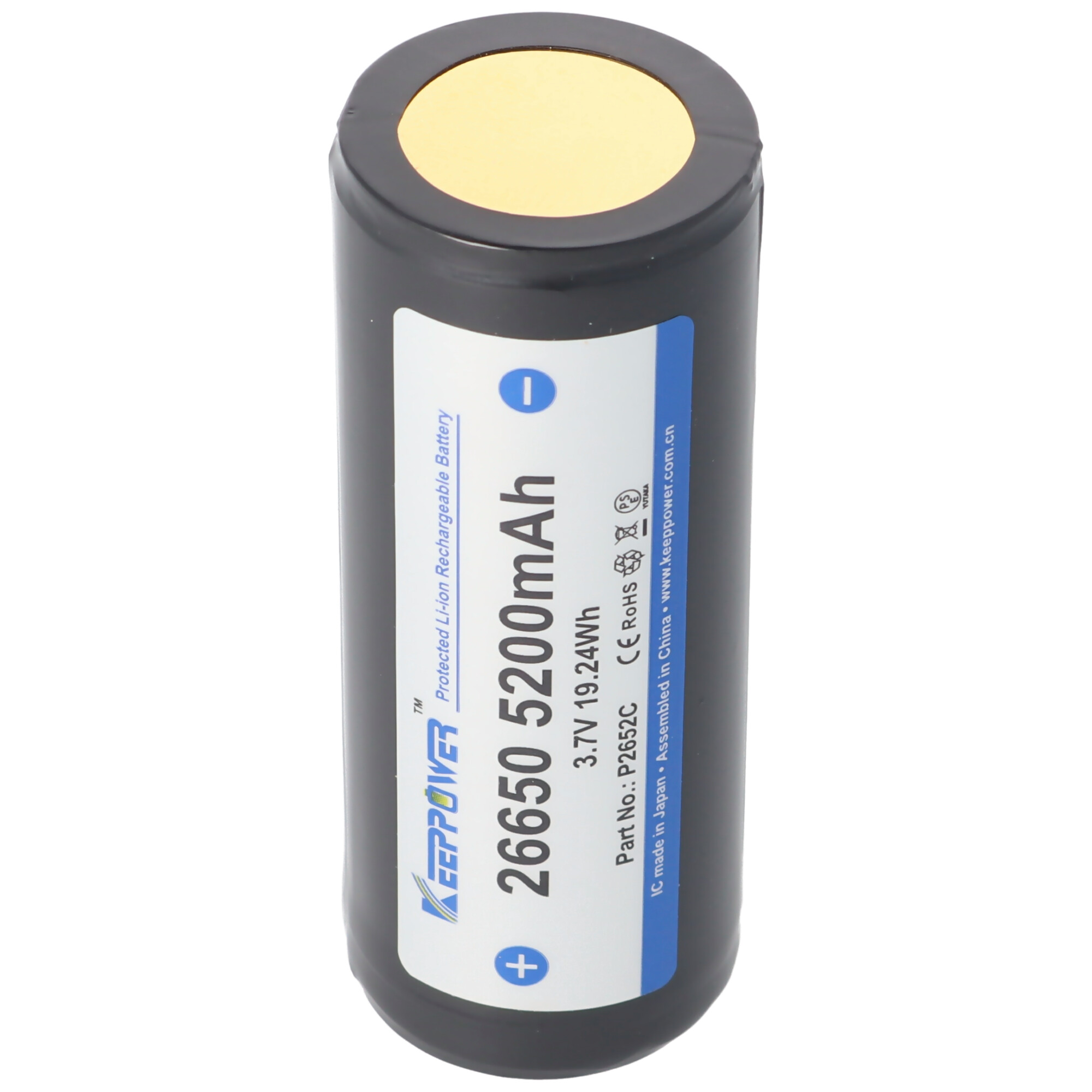 KEEPOWER Keeppower 26650 5200mAh 3,6V 69,5x26,8mm Li-Ion mAh - Akku 3,7V Li-Ion geschützt Akku, PCB 5200 Lithium-Ionen bis