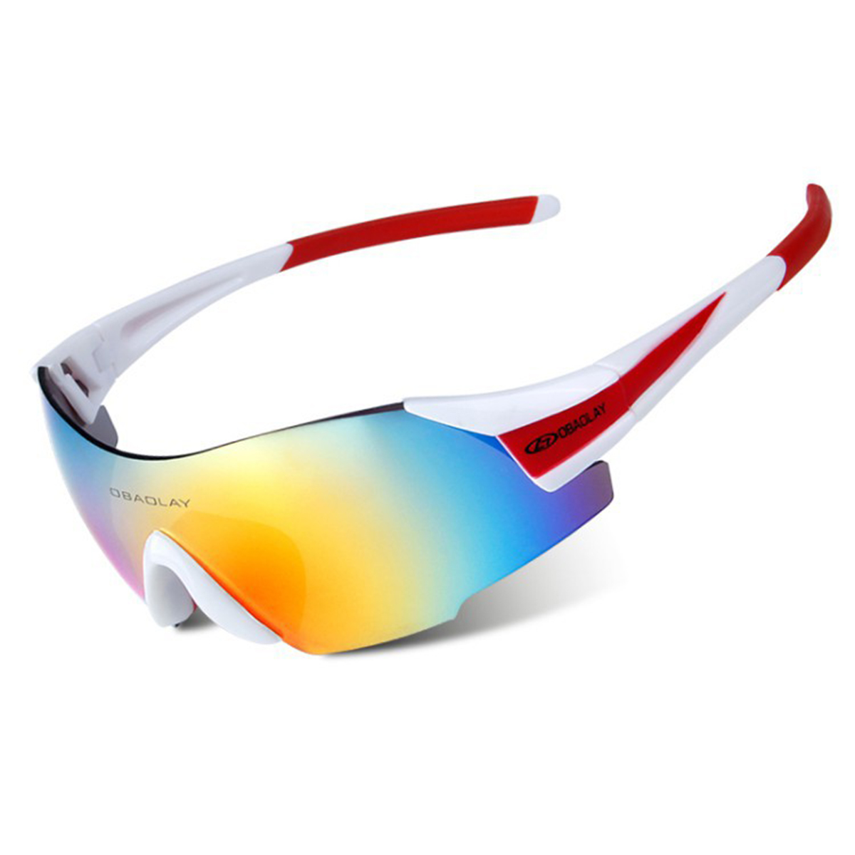 LEIGO Fahrradbrille Radsportbrille, Fahrradbrille, randlose UV-Schutz Fahrradbrillen, Weiß Rot Sonnenbrille