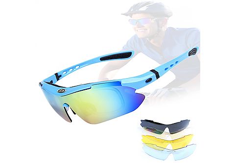 KINSI Fahrradbrille Radsportbrille, Radsportbrille, Sportbrille, polarisierte Sonnenbrille Fahrradbrillen, Fluoreszierendes Blau